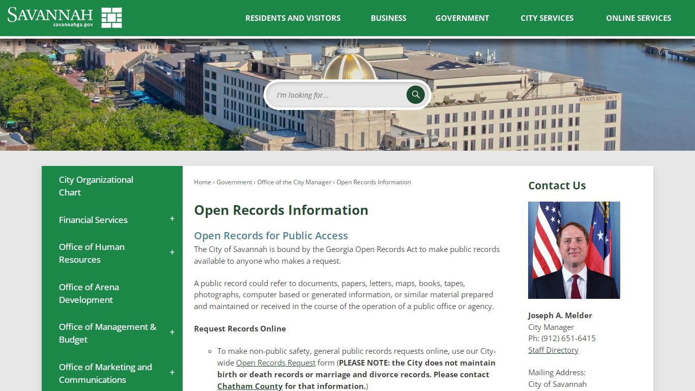 Open Records Information | Savannah, GA - Official Website