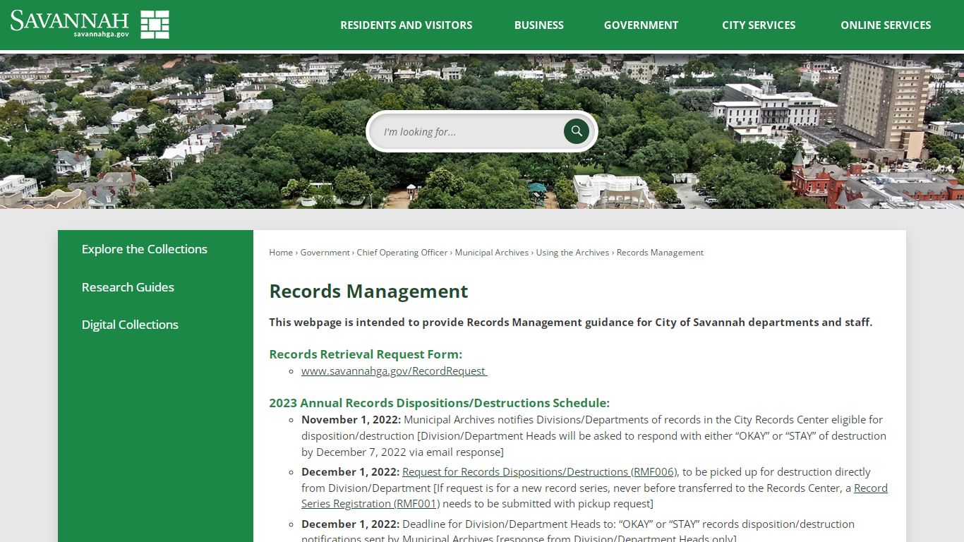 Records Management | Savannah, GA - Official Website