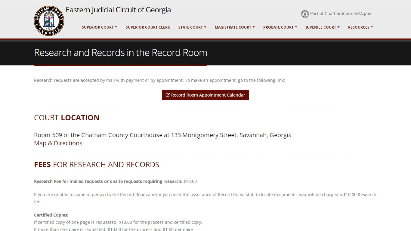Research and Records in the Record Room - Chatham County, GA